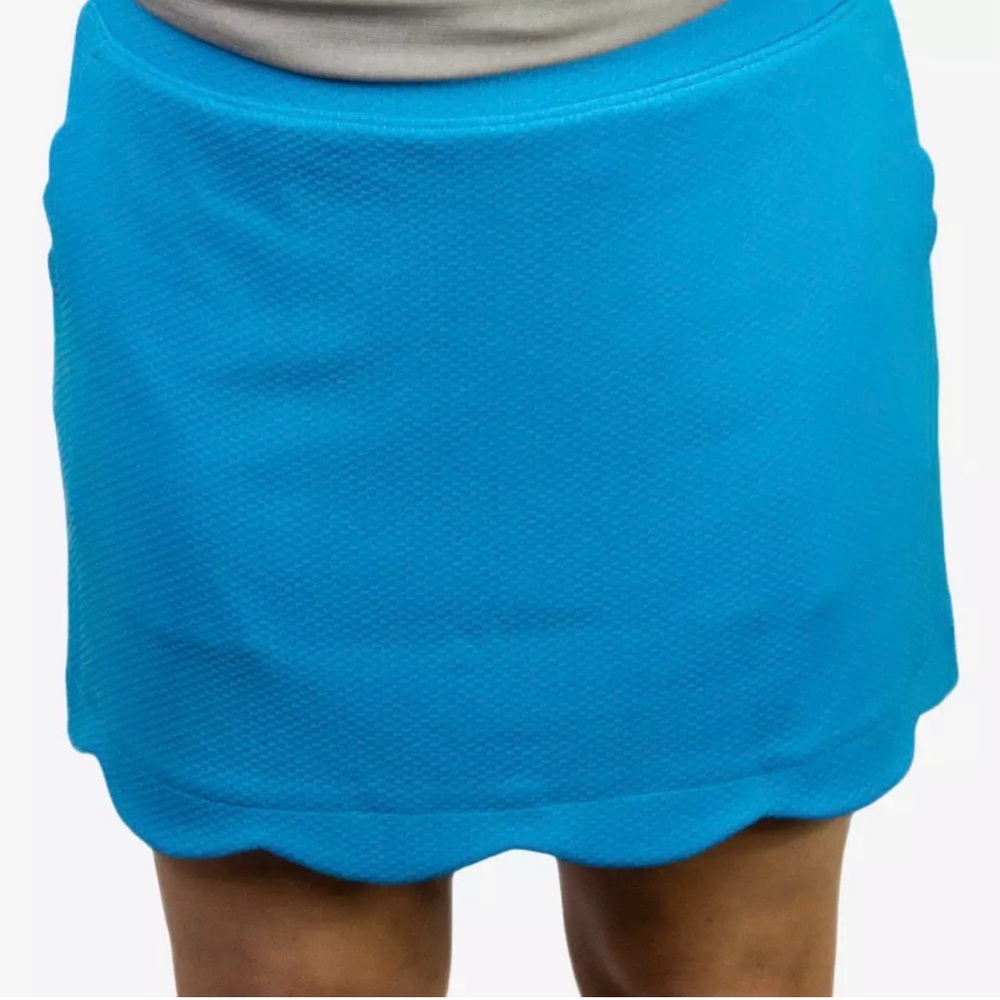 Pebble Beach Blue Dry Luxe Performance Scallop Hem Mini Golf Skort Size L Womens